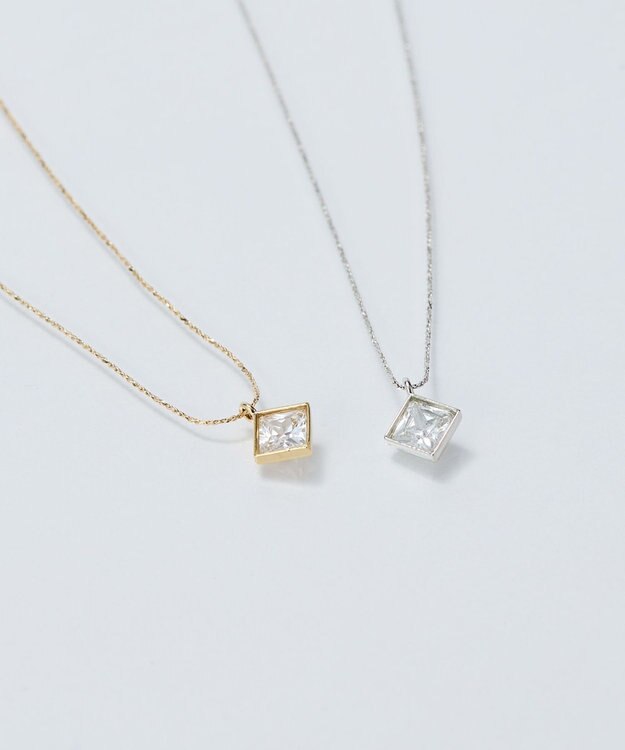 Phoebe 【金属アレルギー対応】グリマースクエアビジューネックレス/ニッケルフリー シルバー シルバー