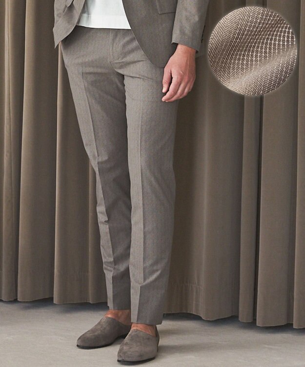 GOTAIRIKU 圧倒的清涼感・８つの機能美【接触冷感/通気性/軽量/撥水…等】クールドッツ セットアップパンツ_ヘリンボーンプリント（25年モデル） ベージュ_ヘリンボーン柄