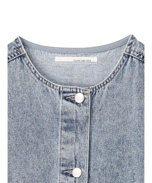 Green Parks ・ＥＬＥＮＣＡＲＥ　ＤＵＥ　ノーカラーデニムベスト Blue