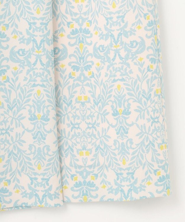 自由区 【洗える】ダマスクフローラルプリント スカート ライトブルー