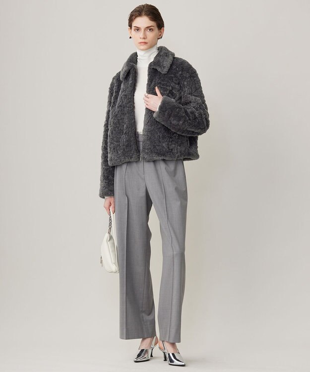 ICB 【洗える】 パウダリーチュール ハイネックトップス オフホワイト系