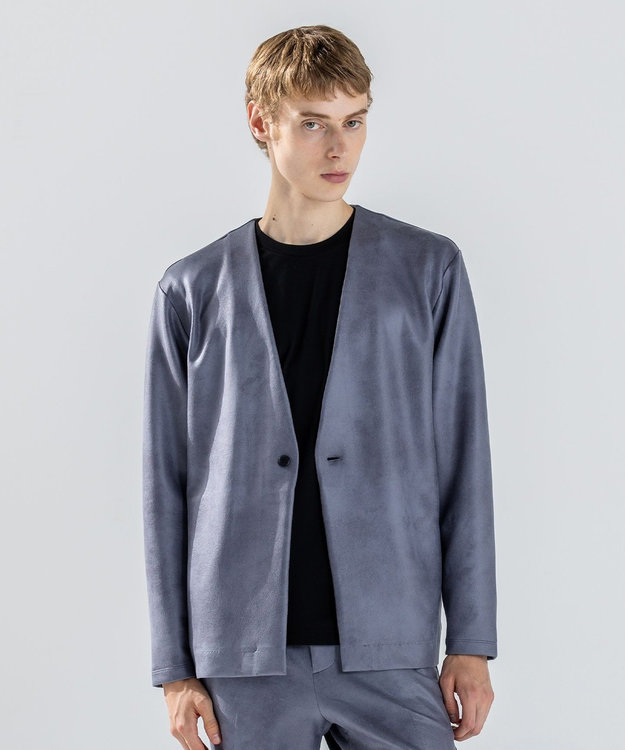 JOSEPH HOMME 新素材【ストレッチ/光沢感】レザーライクジャージー　カーディガン ライトグレー系