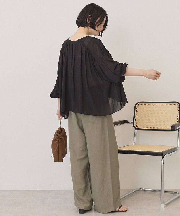 AMERICAN HOLIC スキッパーギャザーブラウス Black