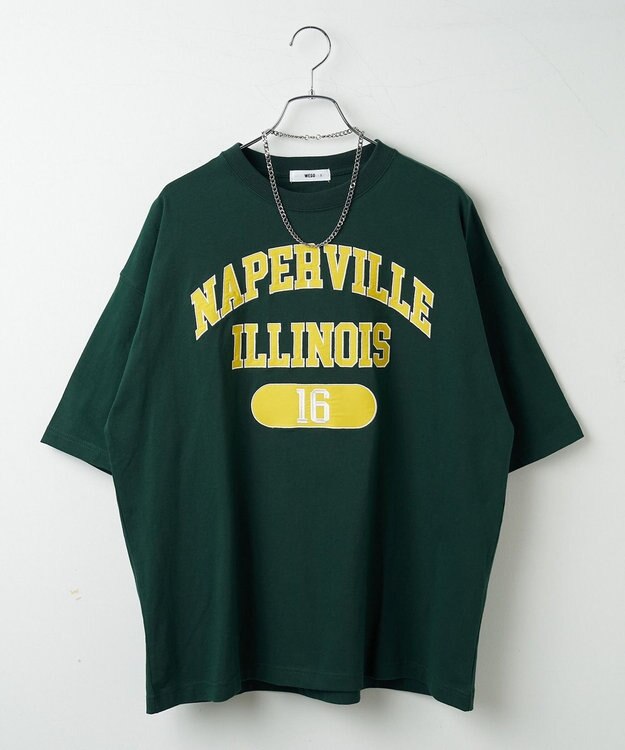 WEGO 【ユニセックス着用ITEM/ネックレス付き】アクセ付きグラフィックT（S） グリーン