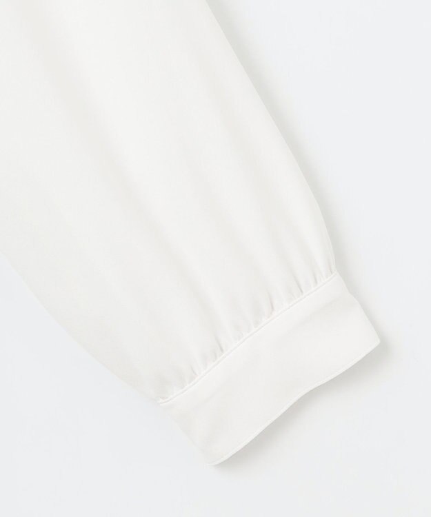 J.PRESS LADIES S 【洗える】パウダージョーゼット ボウタイ バンドカラー ブラウス ホワイト系