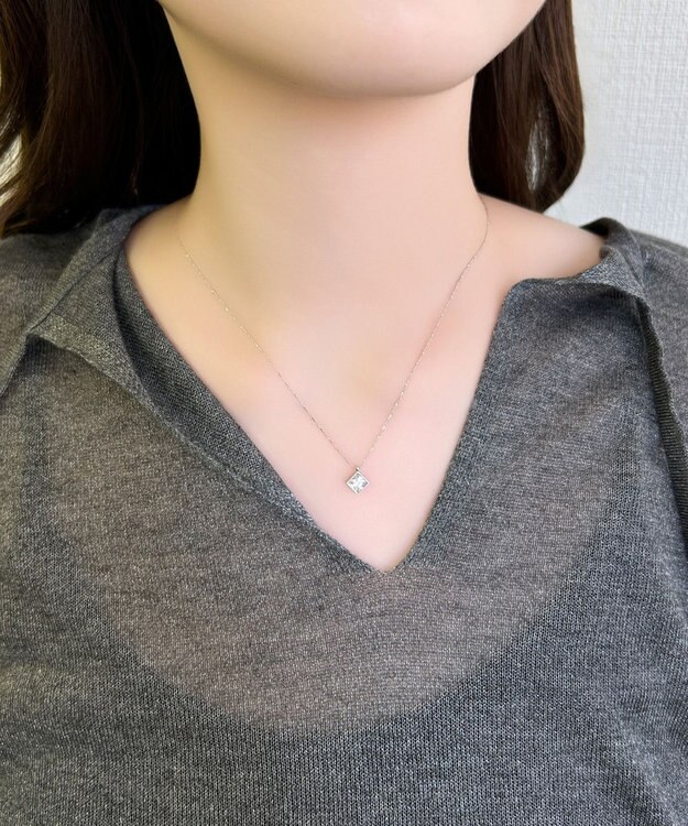 Phoebe 【金属アレルギー対応】グリマースクエアビジューネックレス/ニッケルフリー シルバー シルバー