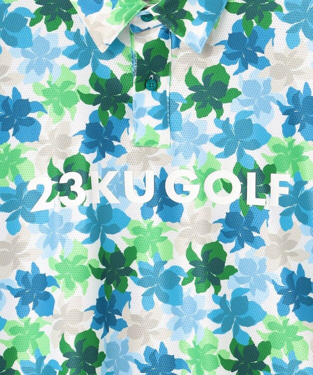 23区GOLF 【MEN】【キングサイズ/UVカット】草花柄プリントポロシャツ パイングリーン系5
