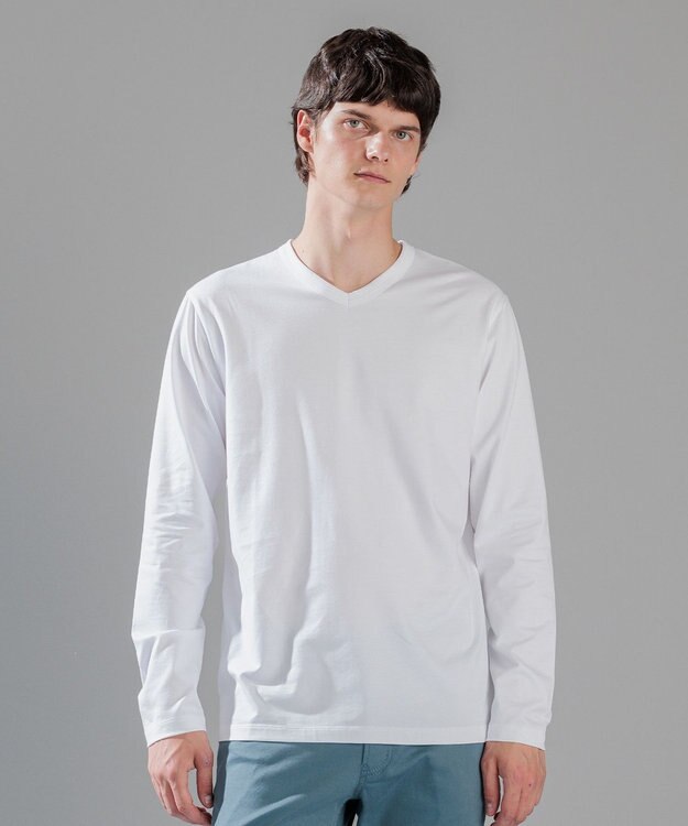 JOSEPH HOMME スビンソフトジャージー　Vネック長袖カットソー ホワイト系
