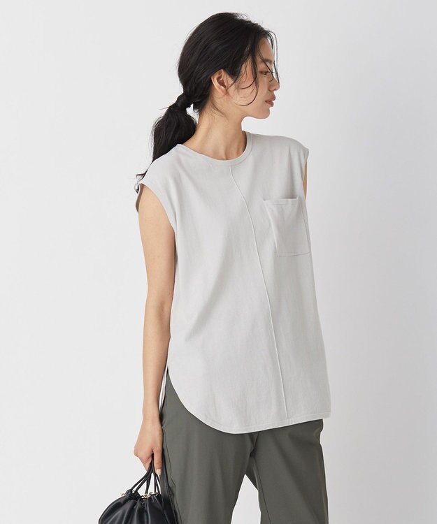 ICB L 【洗える】ガスコットンハイゲージ ノースリーブニット ライトグレー系