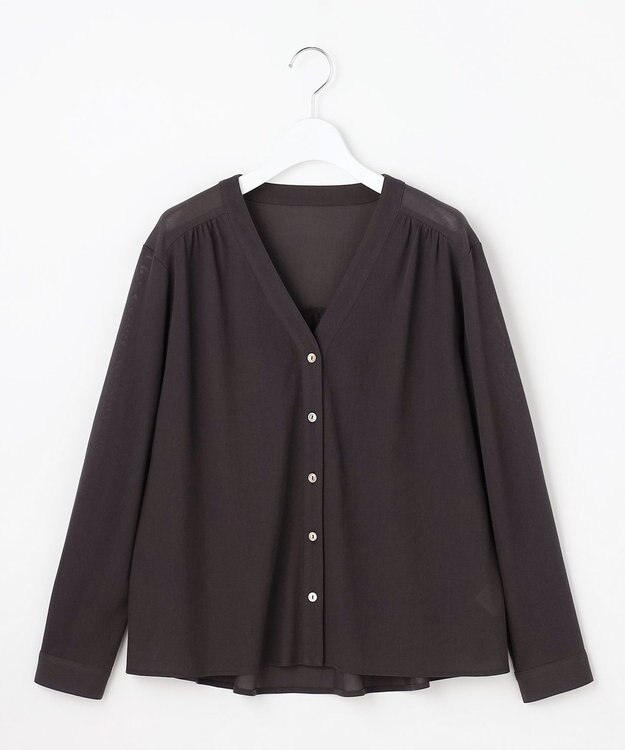 J.PRESS LADIES 【冷房対策に】シアードライトリコット Vネック カーディガン ダークブラウン系