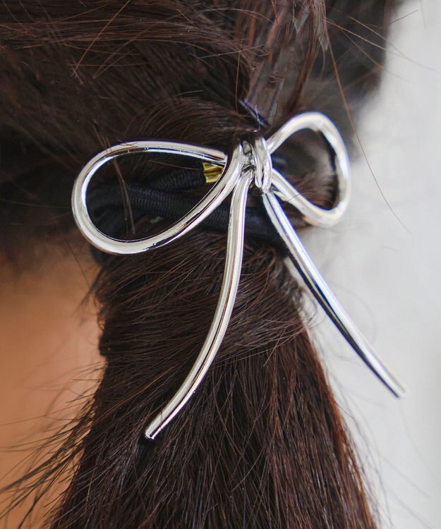 Tiaclasse メタルリボンヘアゴム シルバー
