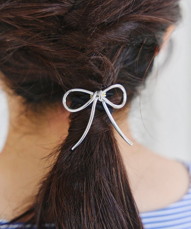 Tiaclasse メタルリボンヘアゴム シルバー
