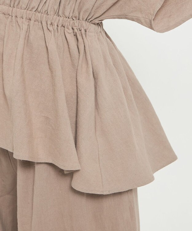uncrave コットンリネンボイル ペプラムブラウス トープ