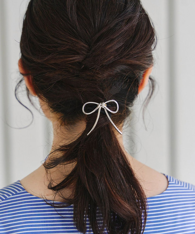 Tiaclasse メタルリボンヘアゴム シルバー