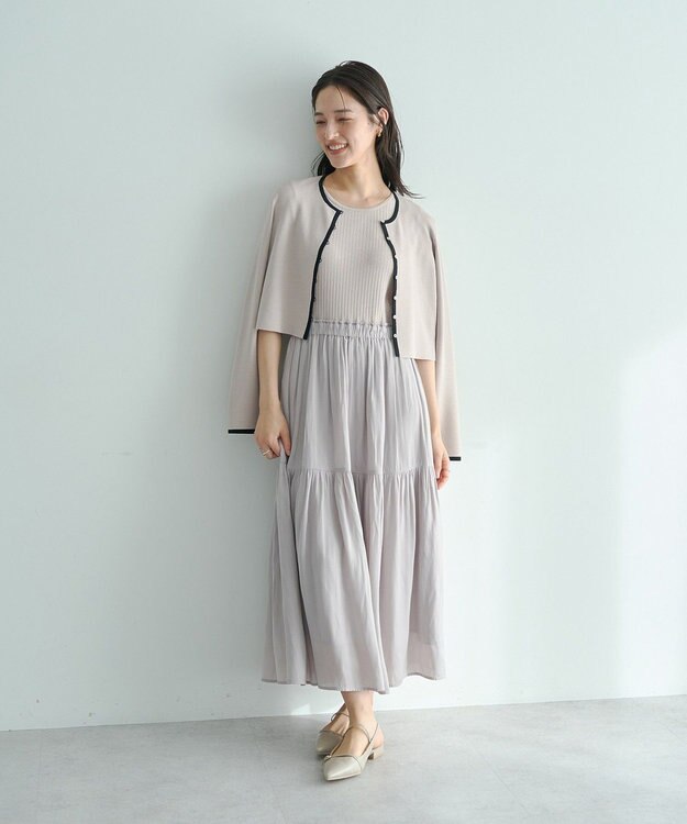 YECCA VECCA 【2点SET】カーディガンセットワンピース Gray Beige