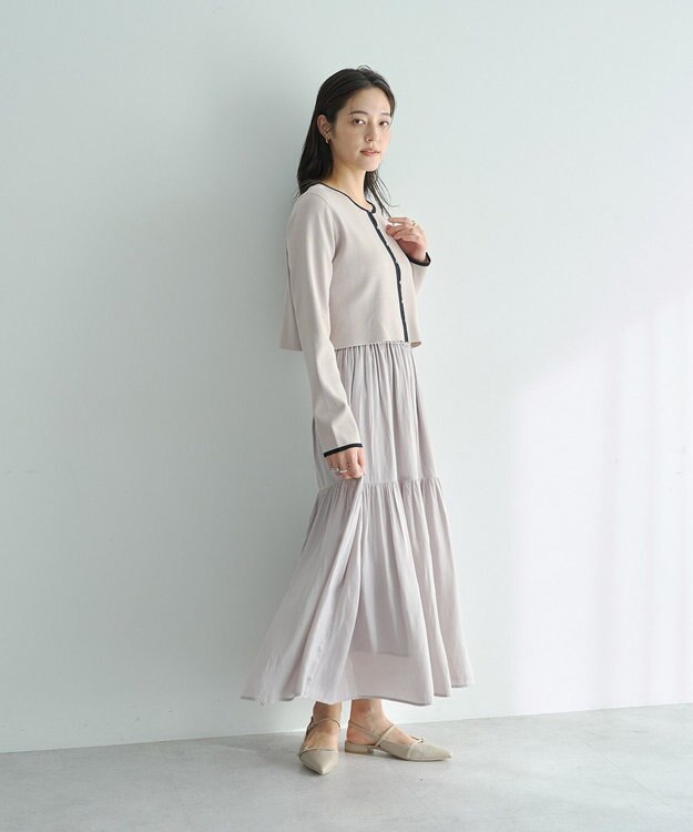 YECCA VECCA 【2点SET】カーディガンセットワンピース Gray Beige