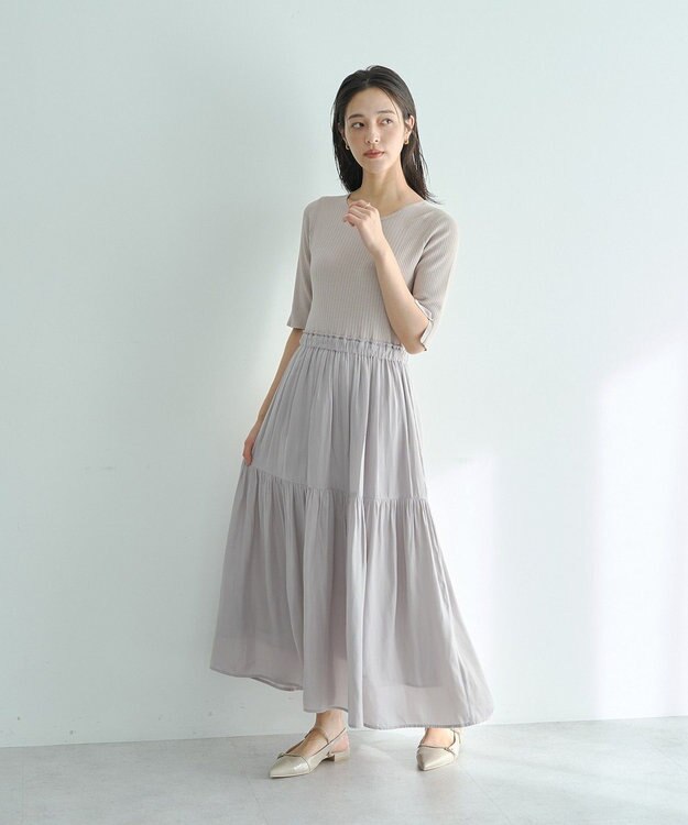 YECCA VECCA 【2点SET】カーディガンセットワンピース Gray Beige