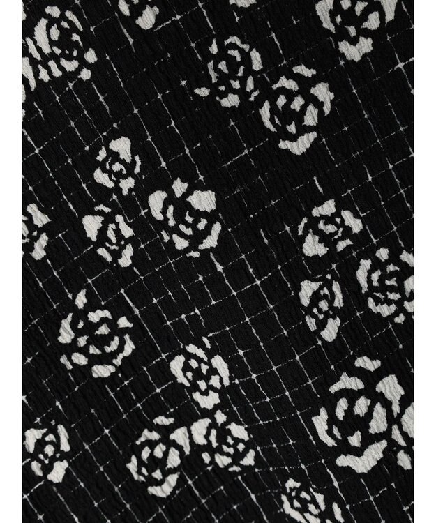 Green Parks ■ＥＳＣＡＲ　Ｕネッククレープカットプルオーバー Flower Black