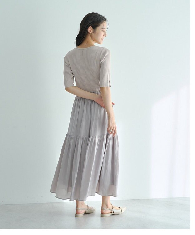 YECCA VECCA 【2点SET】カーディガンセットワンピース Gray Beige