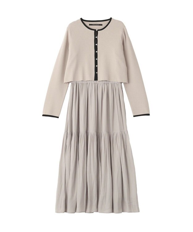 YECCA VECCA 【2点SET】カーディガンセットワンピース Gray Beige