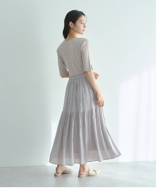 YECCA VECCA 【2点SET】カーディガンセットワンピース Gray Beige