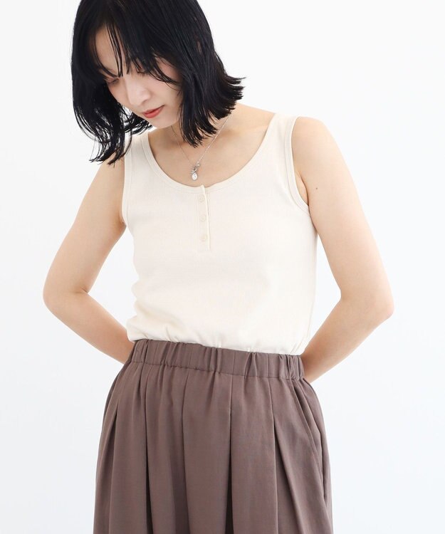 Green Parks ヘンリーネックタンクトップ Beige