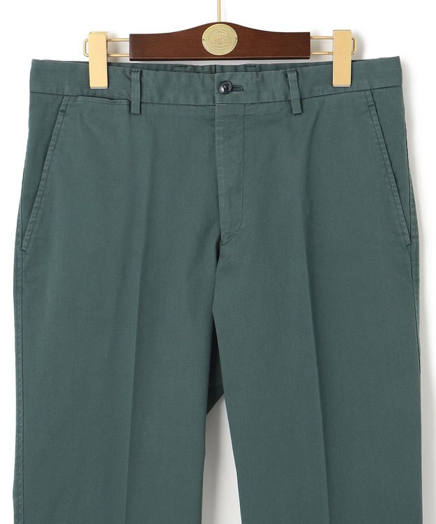 J.PRESS MEN オーガニックコットントリコチンストレッチ スローンパンツ ダークグリーン系