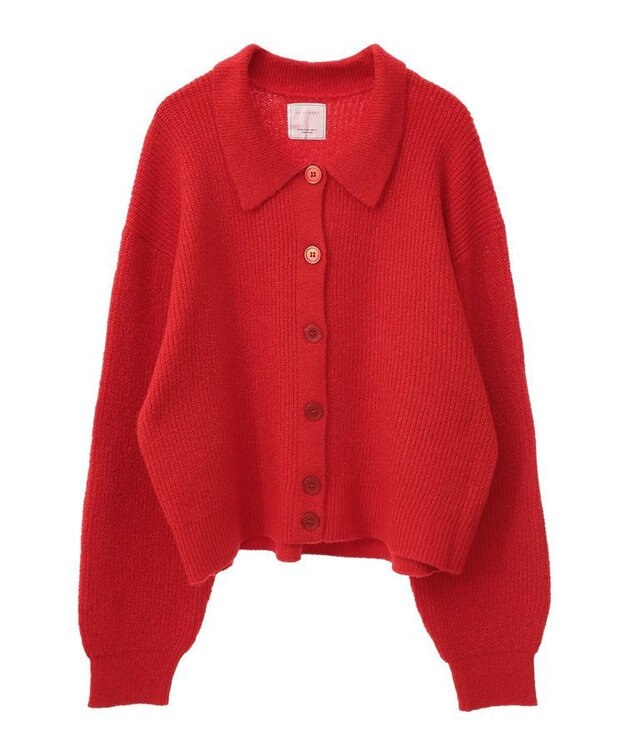 Green Parks 衿つきニットプルオーバー Red