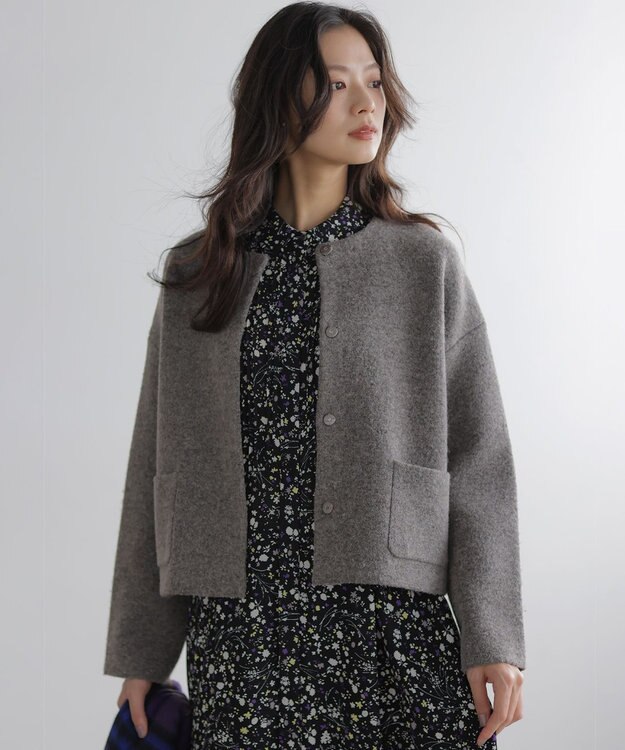 組曲 L プレーティングニットアウター ジャケット ブラウン系