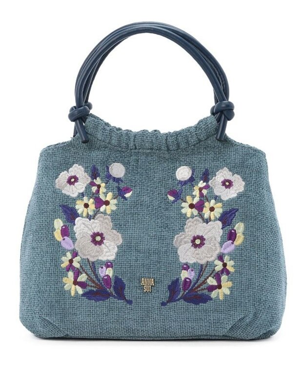 ANNA SUI ポタリーフラワー ハンドバッグ ブルー
