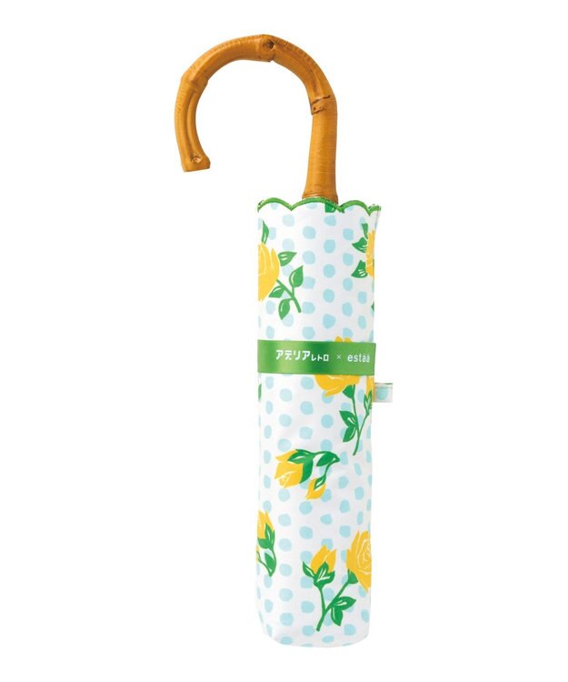 MOONBAT アデリアレトロ×estaa 晴雨兼用日傘 折りたたみ傘 マスカレード UV 一級遮光 イエロー