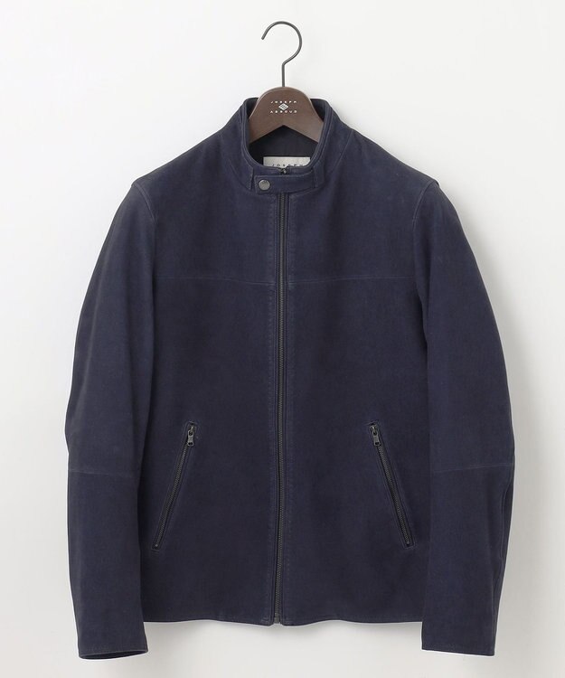 JOSEPH ABBOUD 【キングサイズ・スプリングレザー/スウェード】ゴートスウェード シングル ライダース ネイビー系