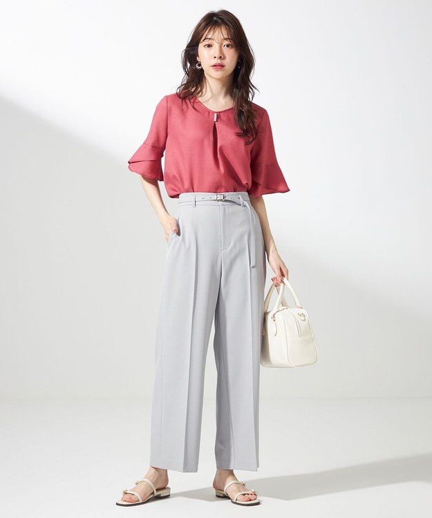 ANY SIS 【UVカット・接触冷感・吸水速乾】スマートビューティストレッチ  ワイドパンツ ブルーグレー