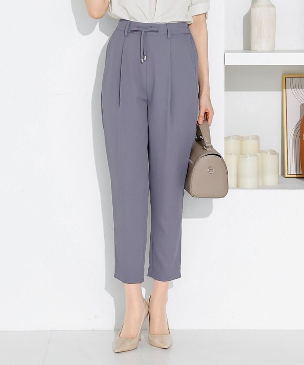 Tiaclasse 【洗える】幅広く活躍が期待できるドロストパンツ ブルー