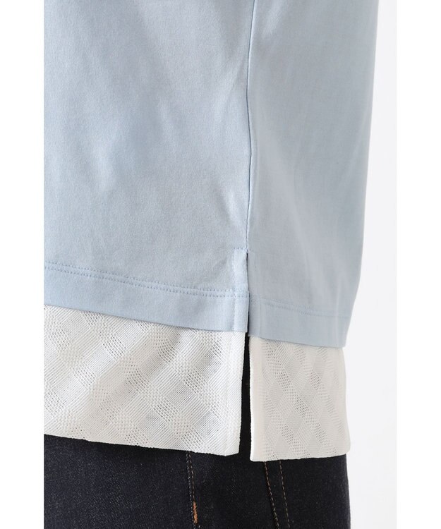 DAKS GIZAコットン レイヤード風天竺プルオーバー アクアスカイ