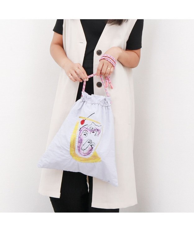 UNBILLION カシュカシュ cachecache / naabコラボ刺繍キャットトート ラベンダー