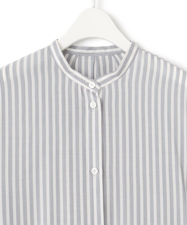 ICB 【接触冷感・洗える】 キュプラローンストライプ ワンピース ティールグレーストライプ系