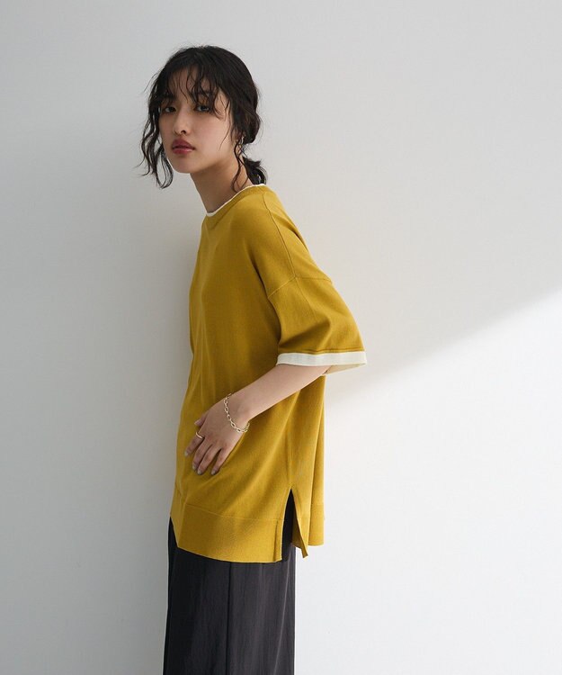 Green Parks 冷やっとすずやかレイヤーニットプルオーバ Lime Green