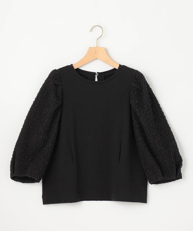 組曲 S シャーリングシフォン袖 トップス ブラック系