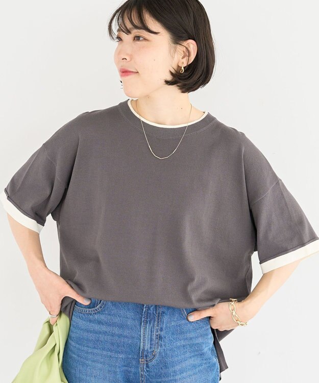 Green Parks 冷やっとすずやかレイヤーニットプルオーバ Gray