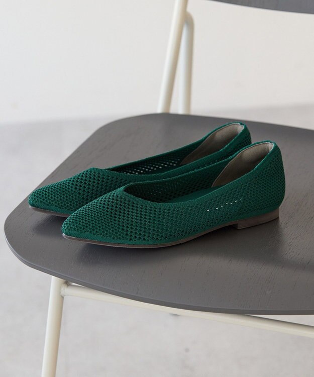AMERICAN HOLIC 【整履き】メッシュニットフラットパンプス Green