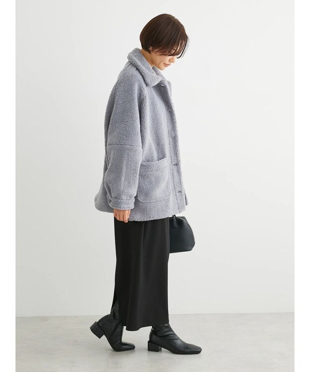 Green Parks 衿付きボアブルゾン Blue