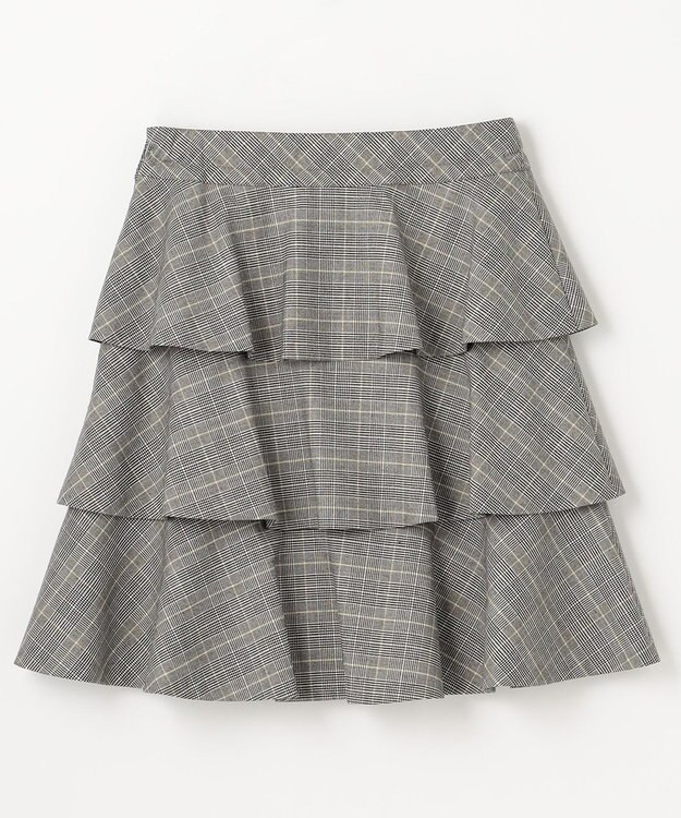 組曲 KIDS 【150-160cm】ティアードチェック スカート グレー系3