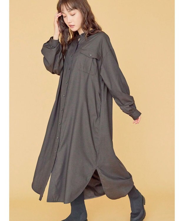 AMERICAN HOLIC イージーケアＷポケットシャツワンピース Gingham Check