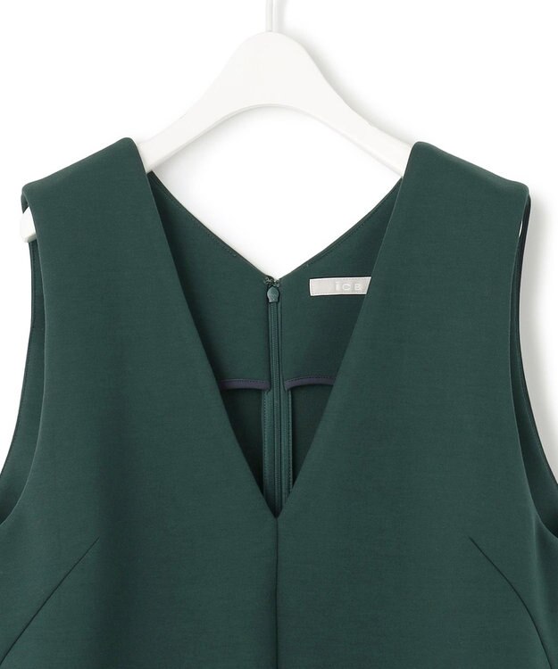 ICB L 【WEB限定・洗える】 コンパクトダブルフェイス ジャンパースカート ミッドグリーン系