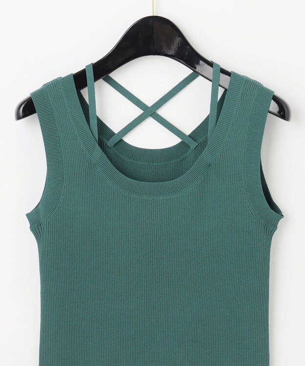 GRACE CONTINENTAL リブタンクニットトップ グリーン