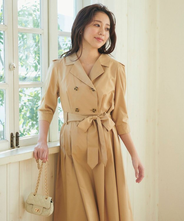 Feroux トレンチ風 ワンピース ベージュ系