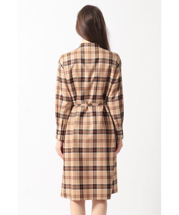 DAKS タータンチェック バンドカラーワンピース ベージュ