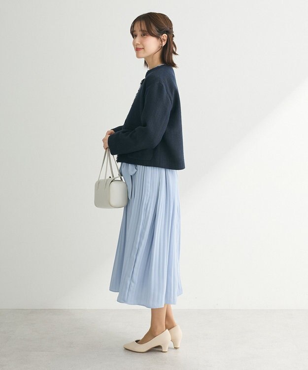 Green Parks ef-de ツイードノーカラージャケット Navy