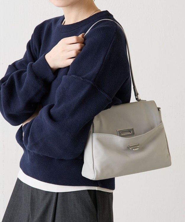 russet ソフトレザーフラップミニトートバッグ(CE-1674) L.Gray